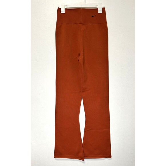 Nike Sportswear Chill Knit Sweater Flared Pants Women Medium Orange High-Waisted - Picture 1 of 12